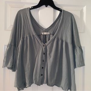 Free People Button Up Blouse - Light Green